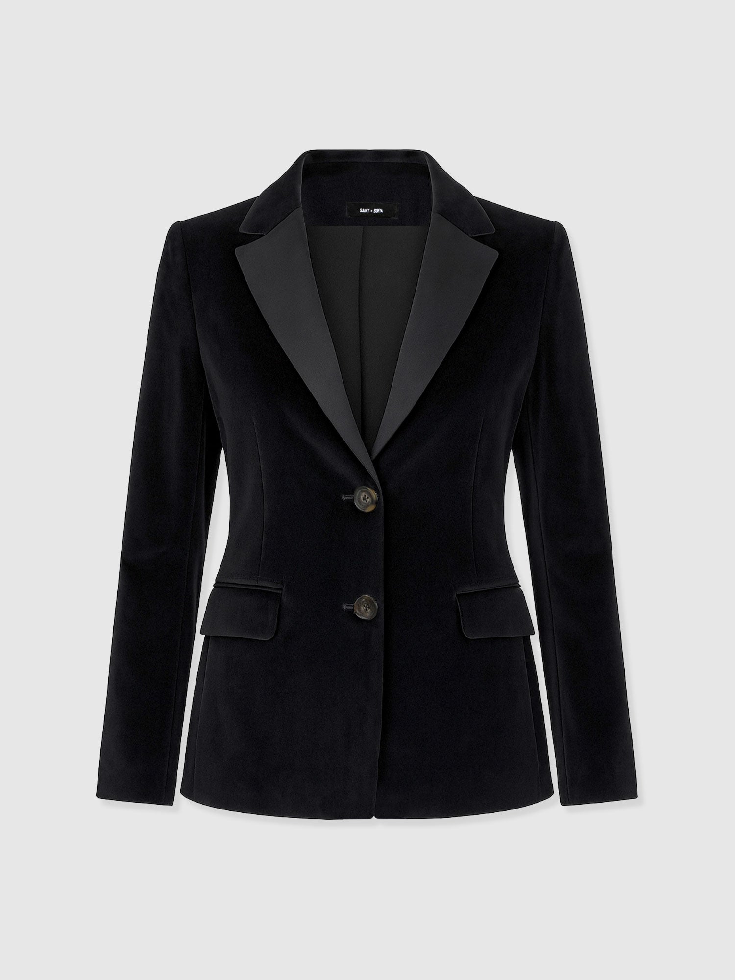 Axel Single Breasted Blazer - Black Velvet - Women's Jackets | Saint + Sofia® USA